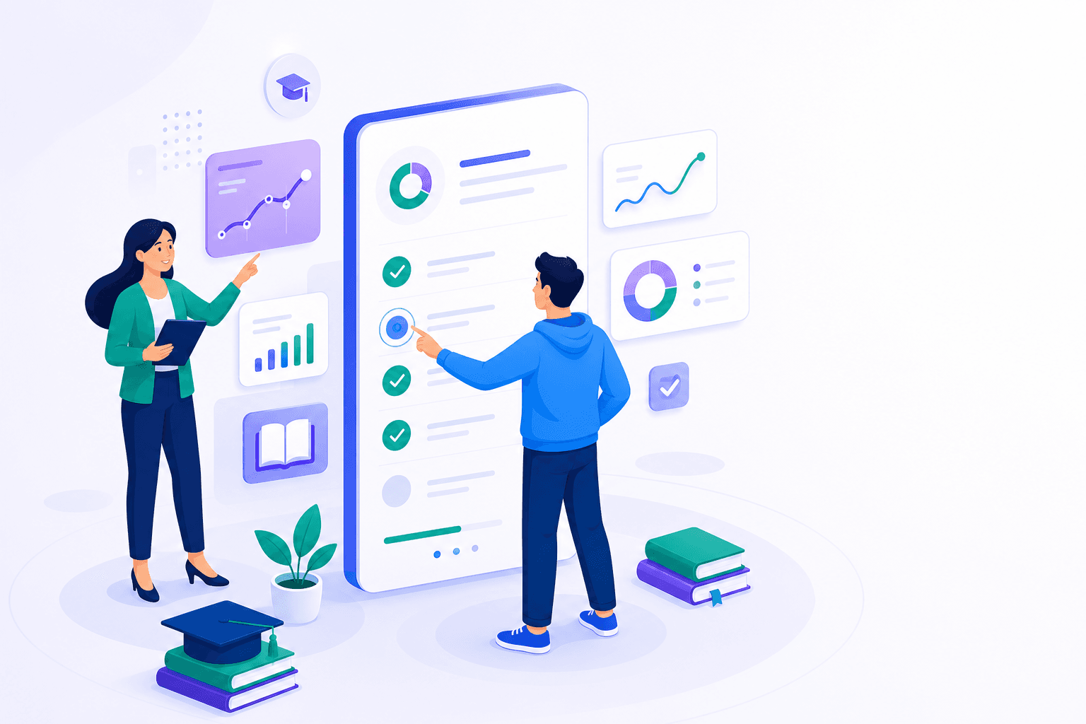 Students studying with mock analytics